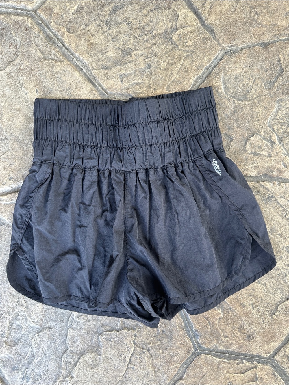 FP Movement by Free People Black High-Waist Smocked Athletic Shorts